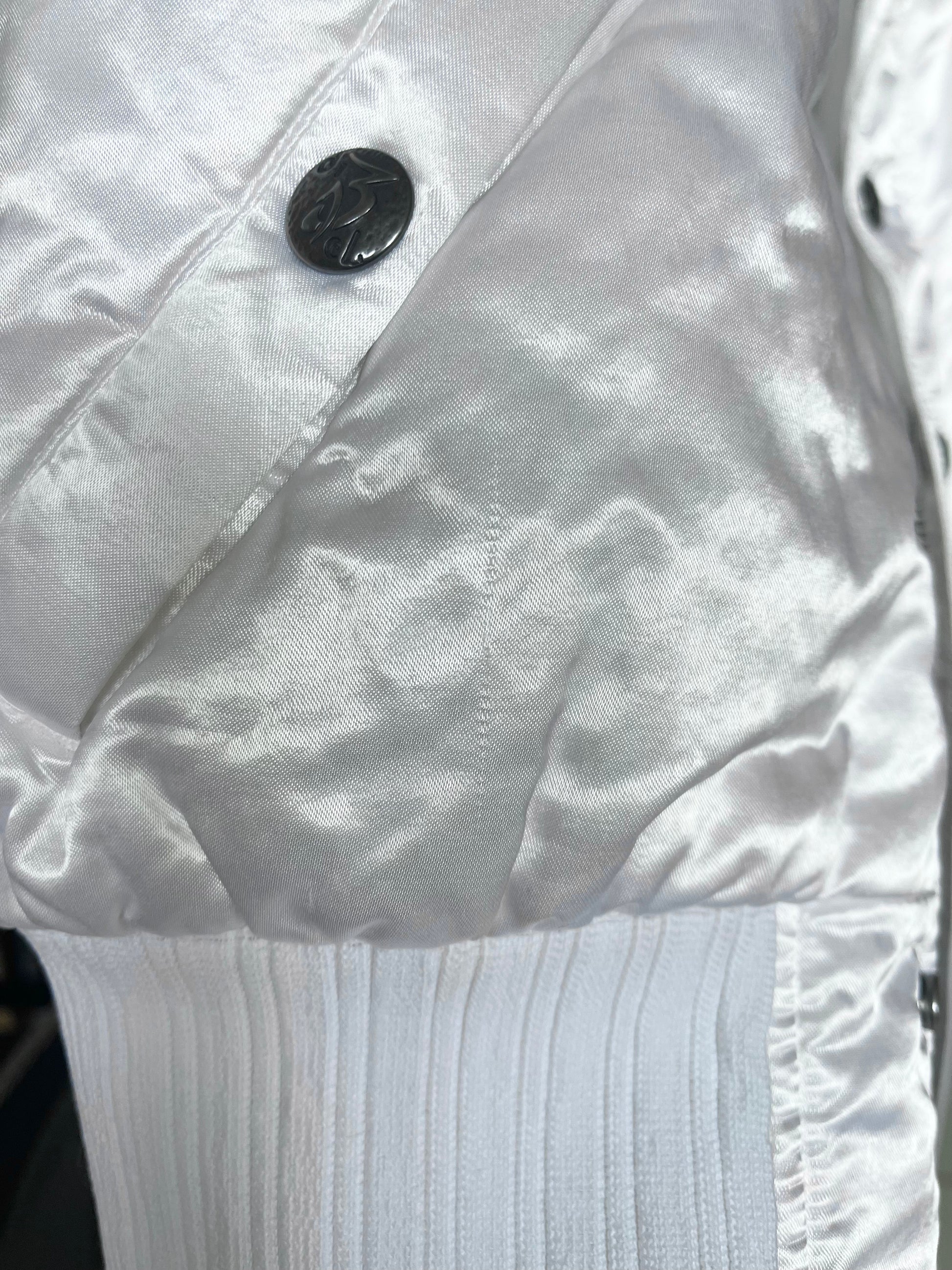 Y2K 00's Diesel Shiny White Jacket Embroidered Size S-M The Lucky