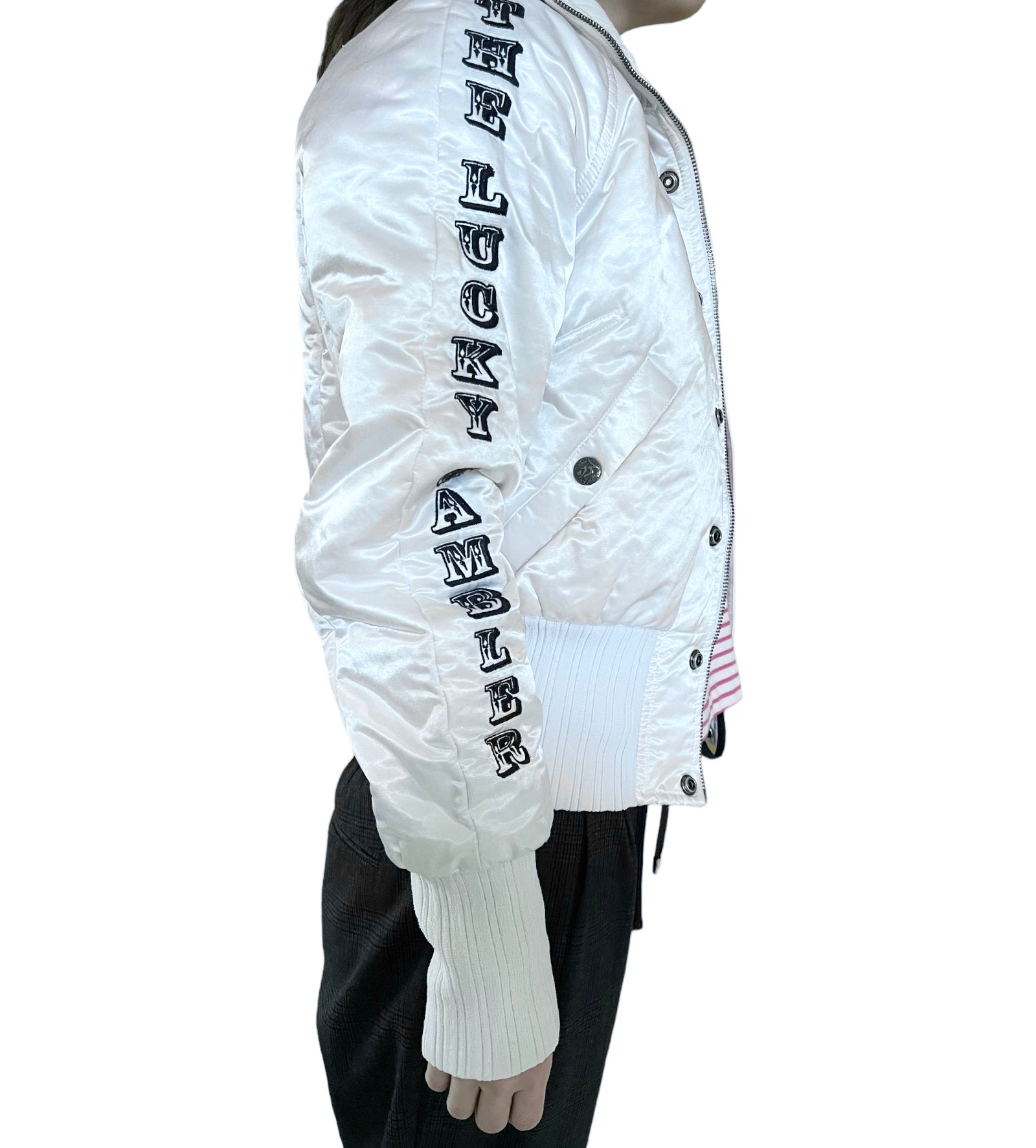 Y2K 00's Diesel Shiny White Jacket Embroidered Size S-M The Lucky