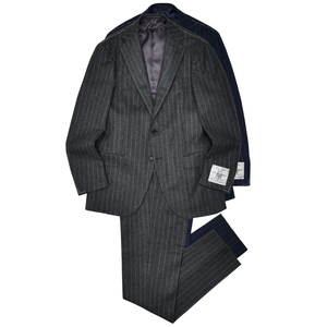 guji（グジ）ウールフランネルチョークストライプ3B1プリーツスーツ