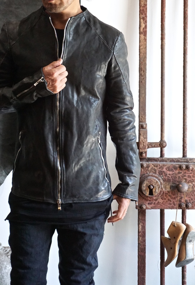 11911-41157. incarnation. Horse Leather No Collar Zip/F Moto