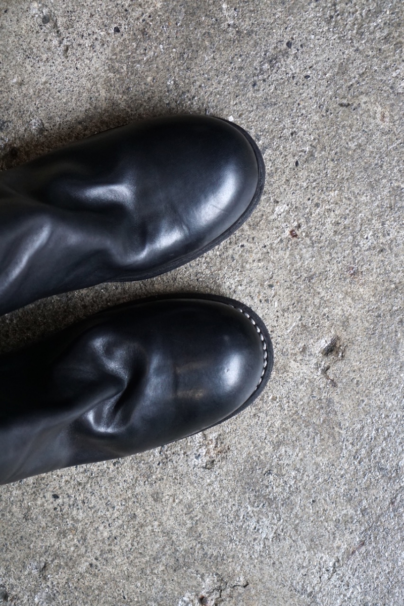 No 788. Back Zip Mid Boots Horse Full Grain. BLKT(Black). GUIDI