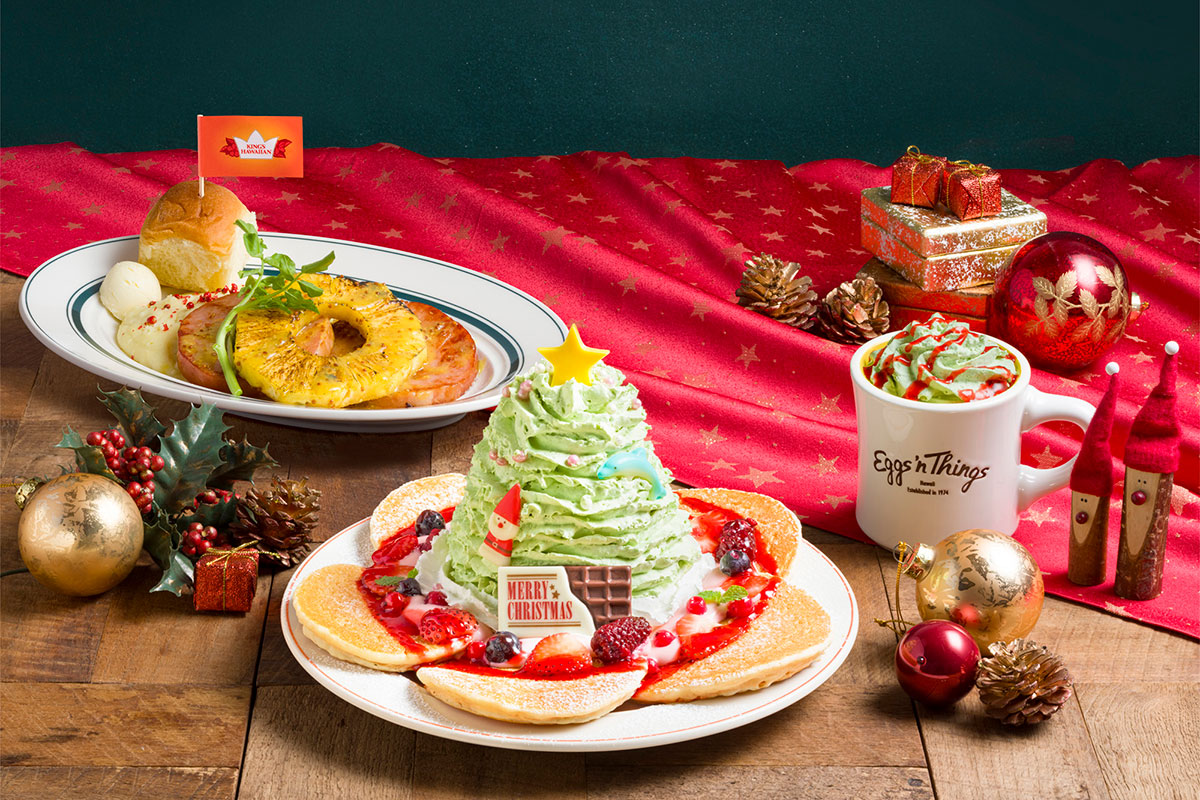 エッグスンシングスからクリスマスツリー着想のパンケーキ登場