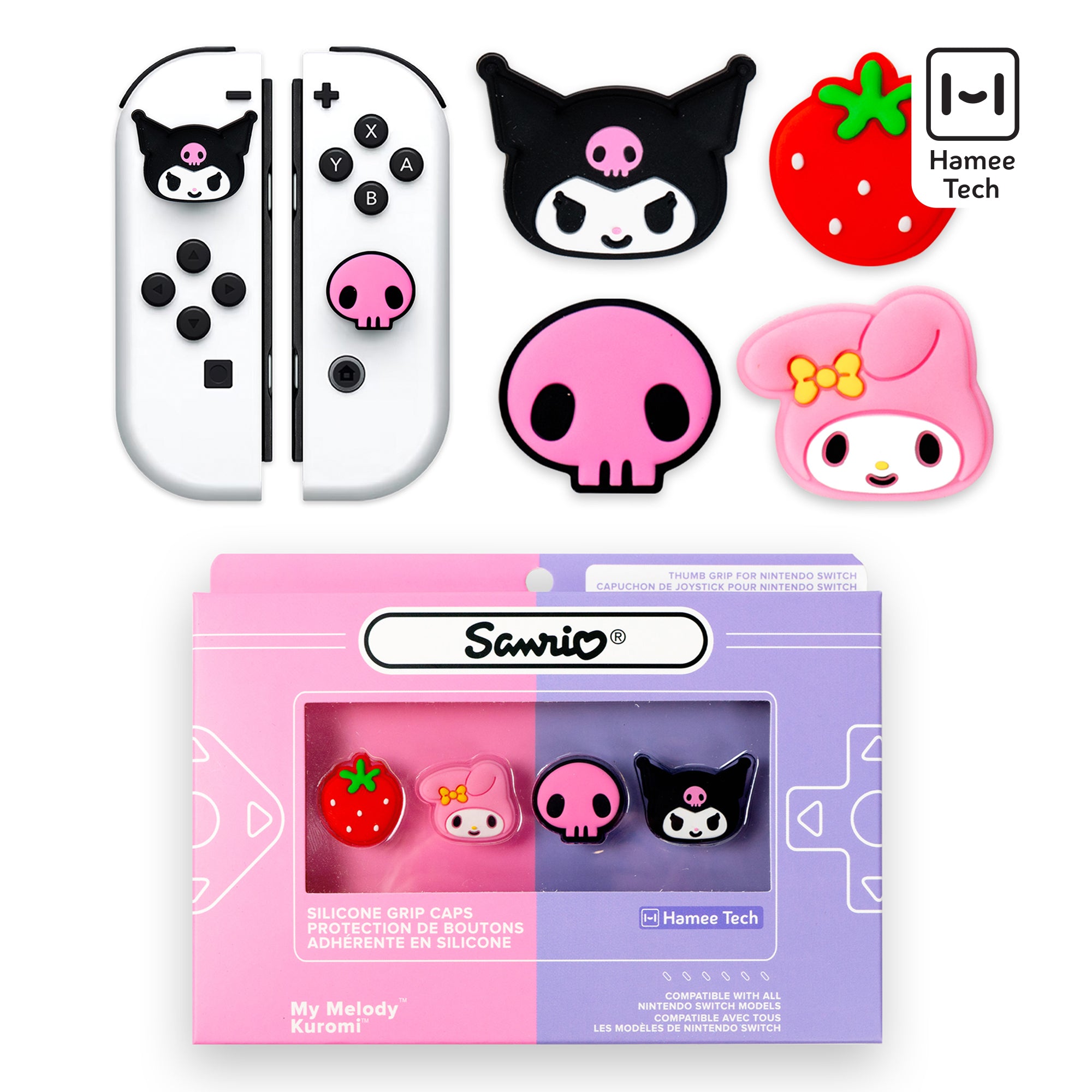 Hello Kitty and Friends Switch Grip Caps - Kuromi + My Melody