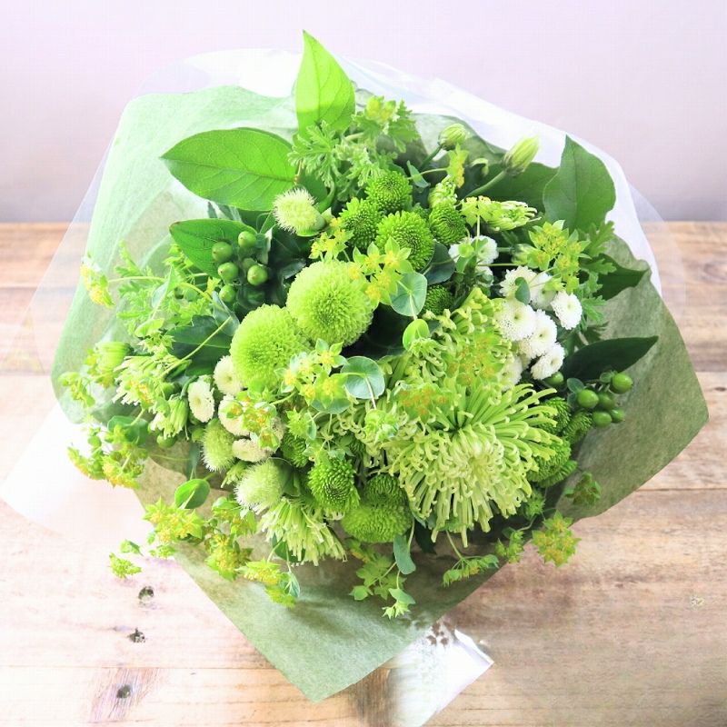 グリーン系】爽やかな緑・ミント・ナチュラルな新緑色の花束・「みどり