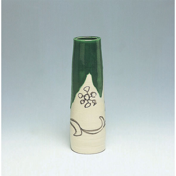 花もあ / 織部釉筒形花瓶