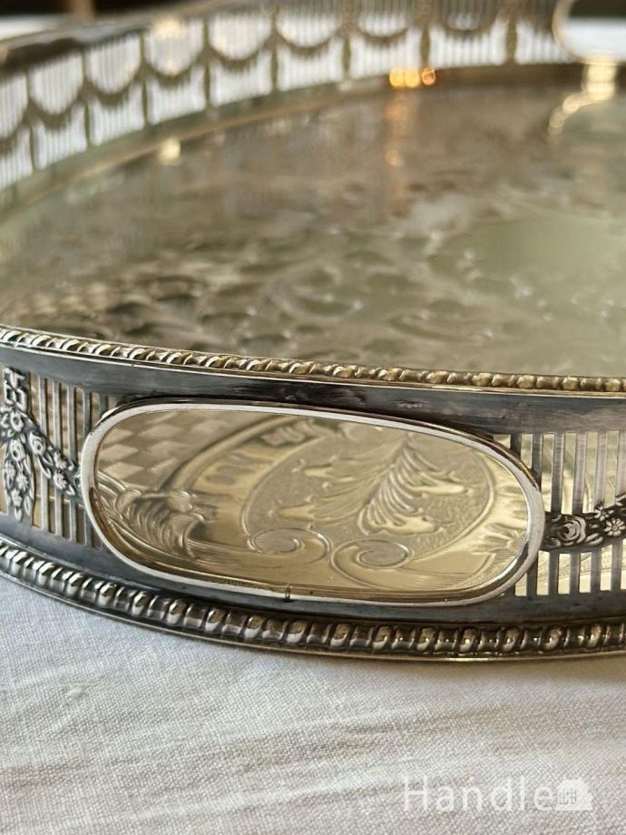 VINERSの美しいアンティークギャラリートレイ、最高級シェフィールドの