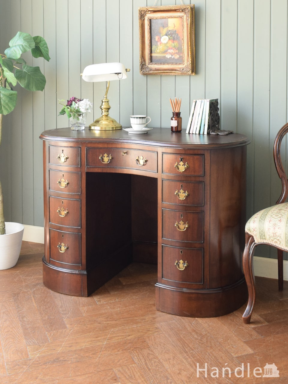 アンティークの書斎机、リモートワークに最適なワークデスク(j-2861-f