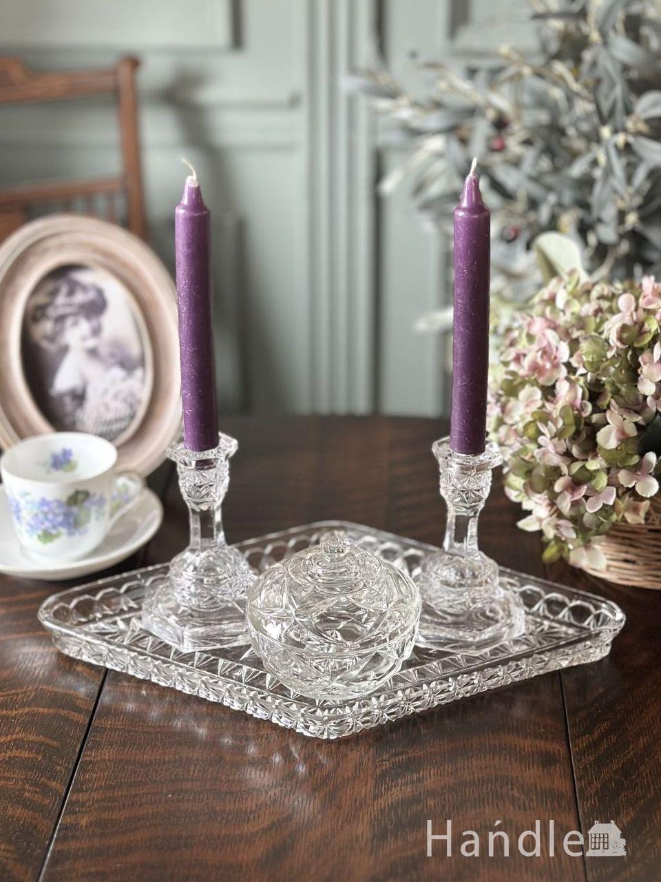 イギリスのアンティーク雑貨、ツイストデザインの木製のキャンドル