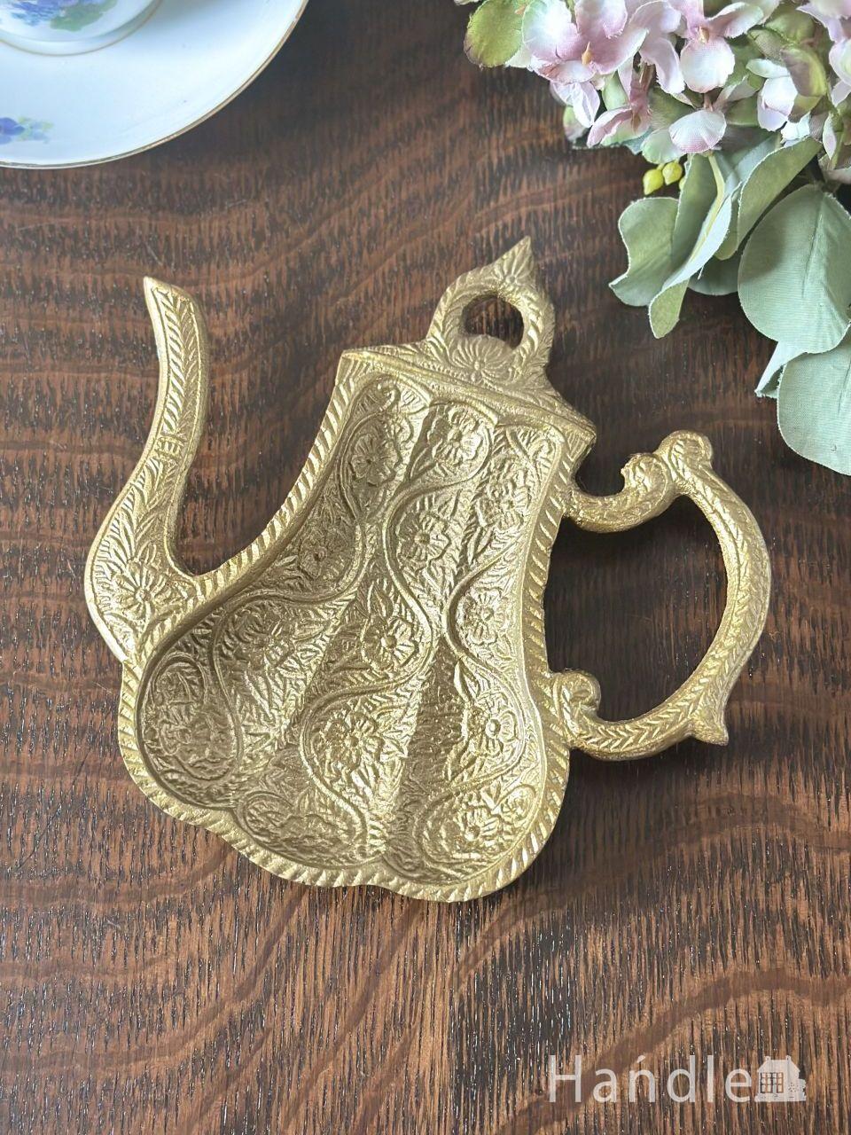 アンティーク調のおしゃれな雑貨、真鍮製のミラートレイ(n12-428