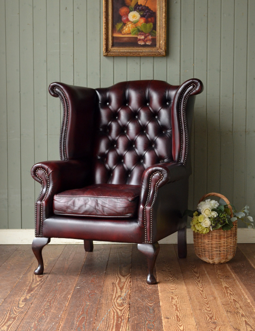 西洋アンティーク レザー 1人掛けソファ ロビーチェア 昭和レトロ 1/2