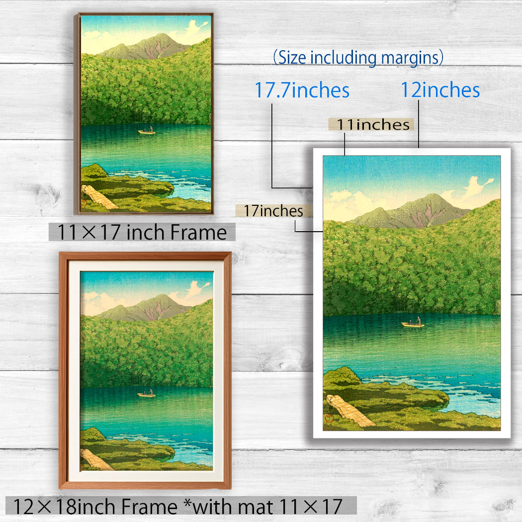 蔦沼の朝 12×18 / 川瀬巴水 日本製 木版画複製 絵画 新版画 - ハイカラ