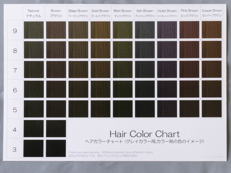 ヘアカラーチャート グレイカラー 白髪染め A5サイズ | ヘアカラー