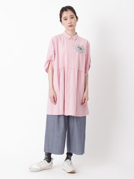 コットンローンワッシャー レースコースタークロスステッチ刺繍