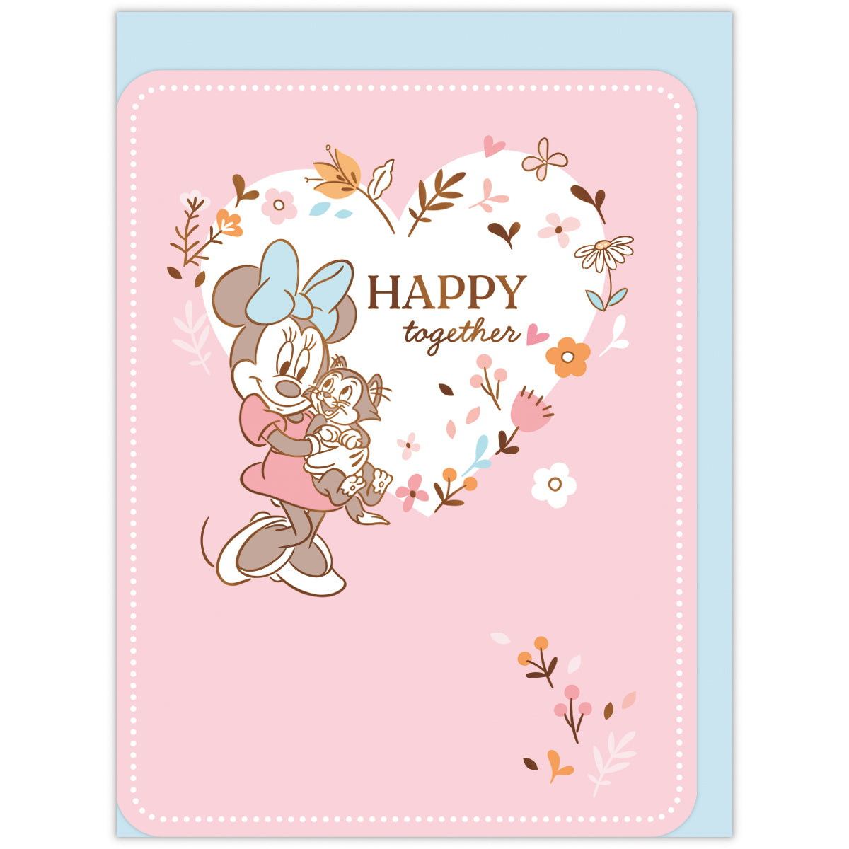 ディズニー ミニーマウスと愛猫フィガロ ハート【多目的／立体カード