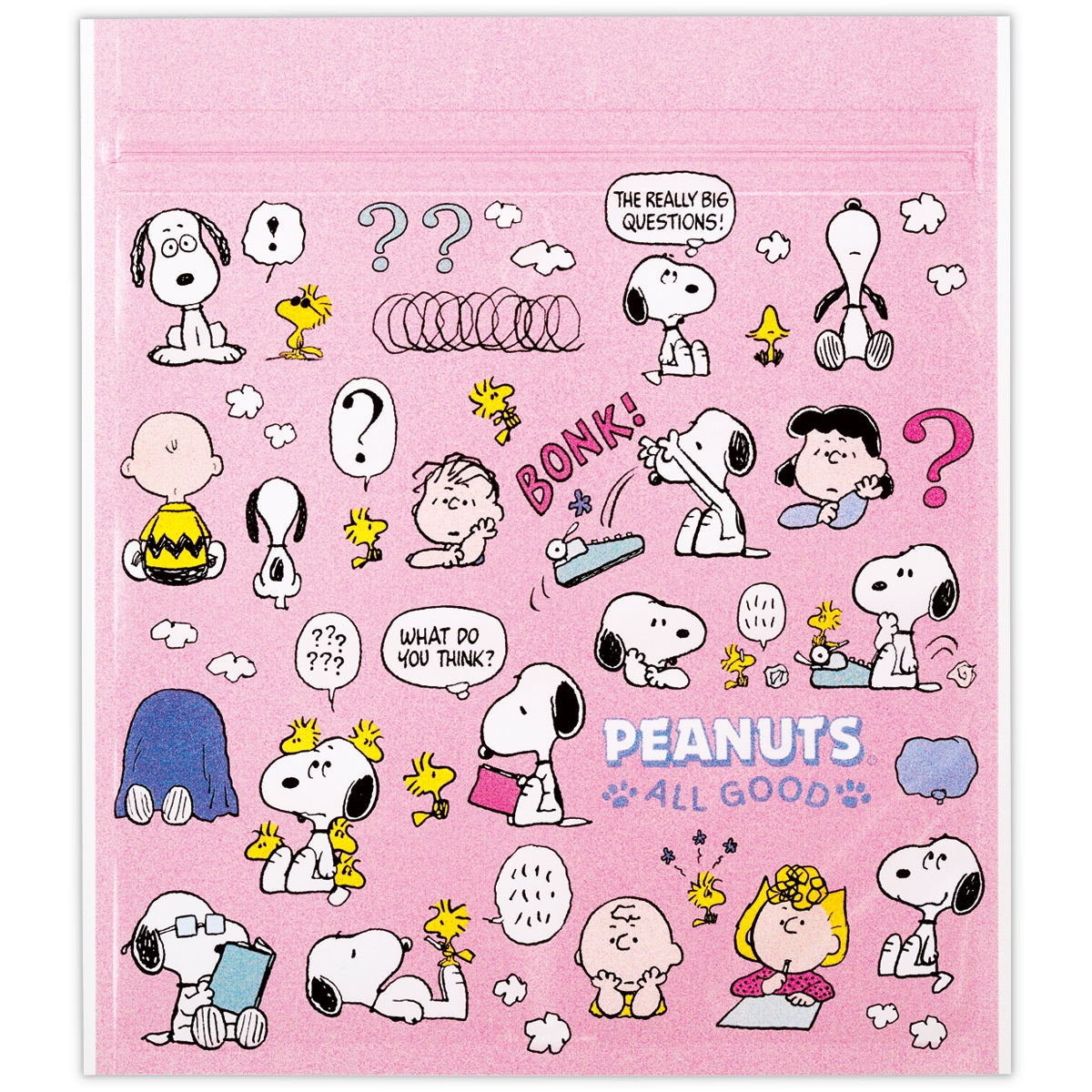 スヌーピー THINK 悩む【Peanuts All Good／ジッパーバッグ（大きめ