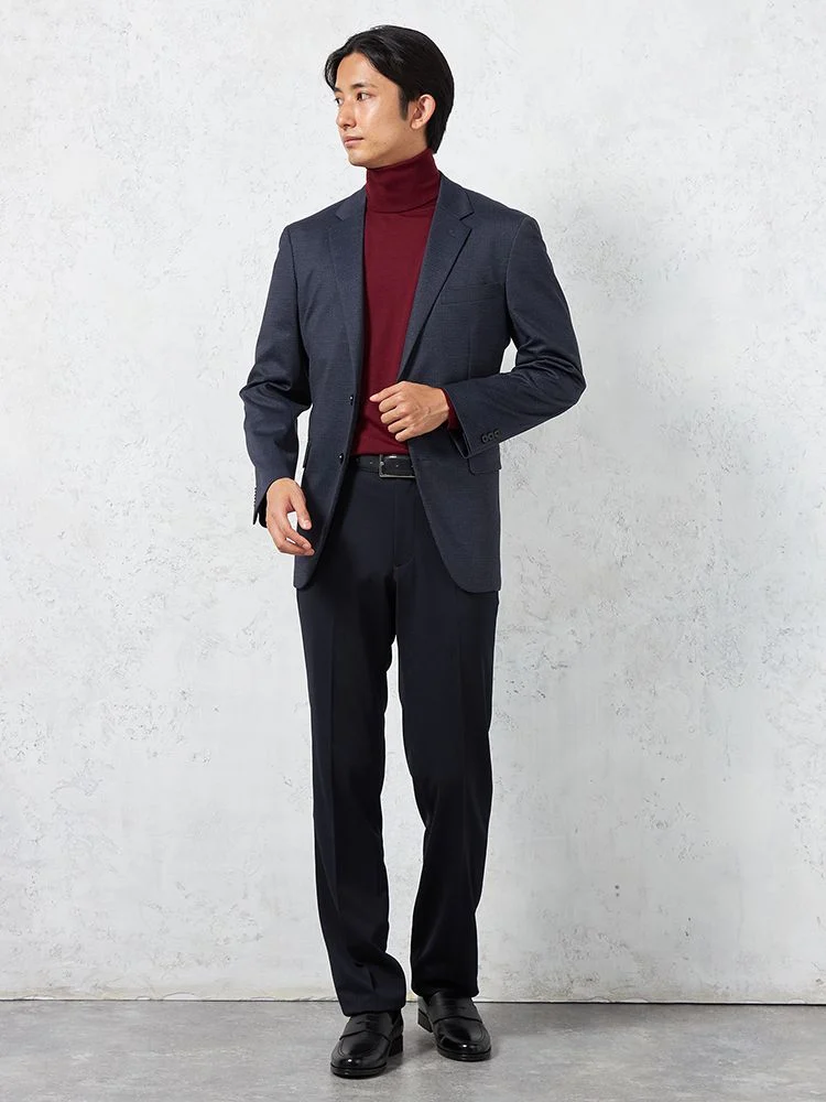 軽量】プリントニット ジャケット 2つボタン ウォッシャブル