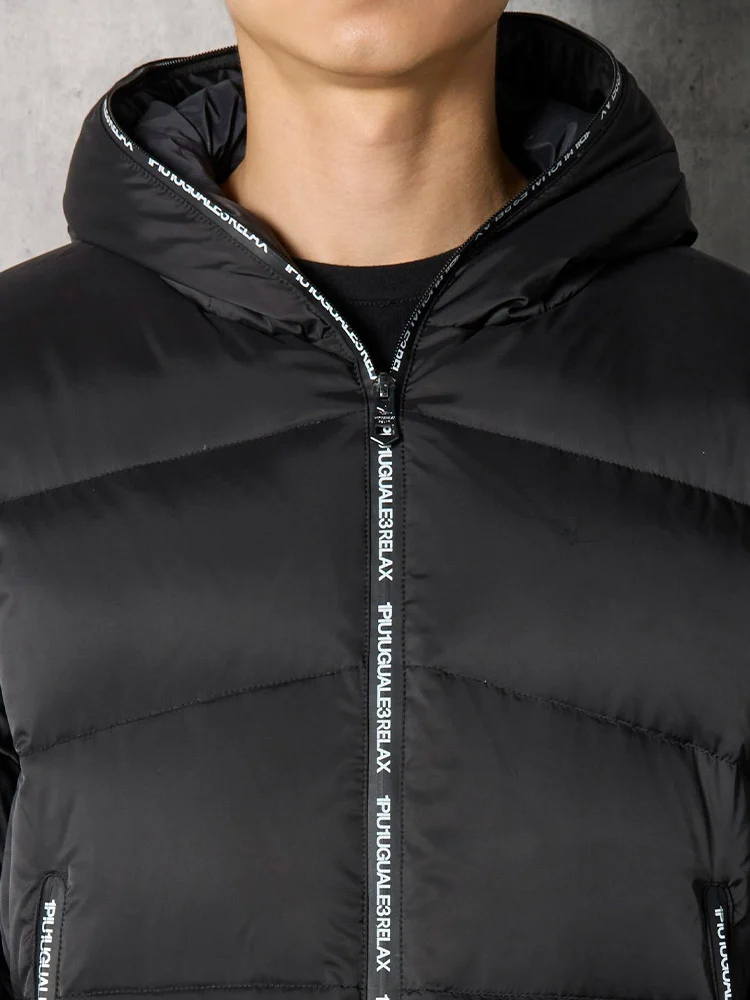 ブラック 【1PIU1UGUALE3 RELAX】LOGO ジップダウンジャケット 秋冬