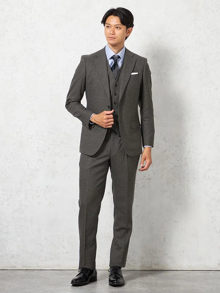 上下ウォッシャブル】スリーピーススーツ 2つボタン 軽量 ミルド