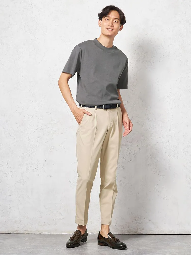 ホワイト 【サスビズxRENU】パンツ チノパン ワンタック 軽量 防シワ