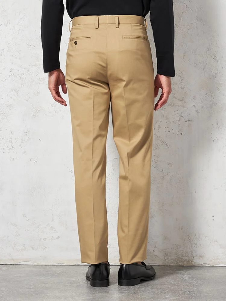 C．グレー 【ツータック】チノパン 折り目加工 無地 カジュアルパンツ