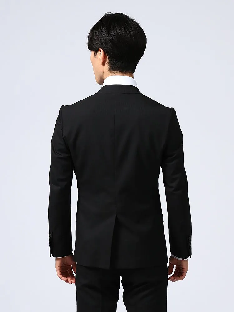 ブラック 【上下ウォッシャブル】スーツ 2つボタン 表生地2WAY