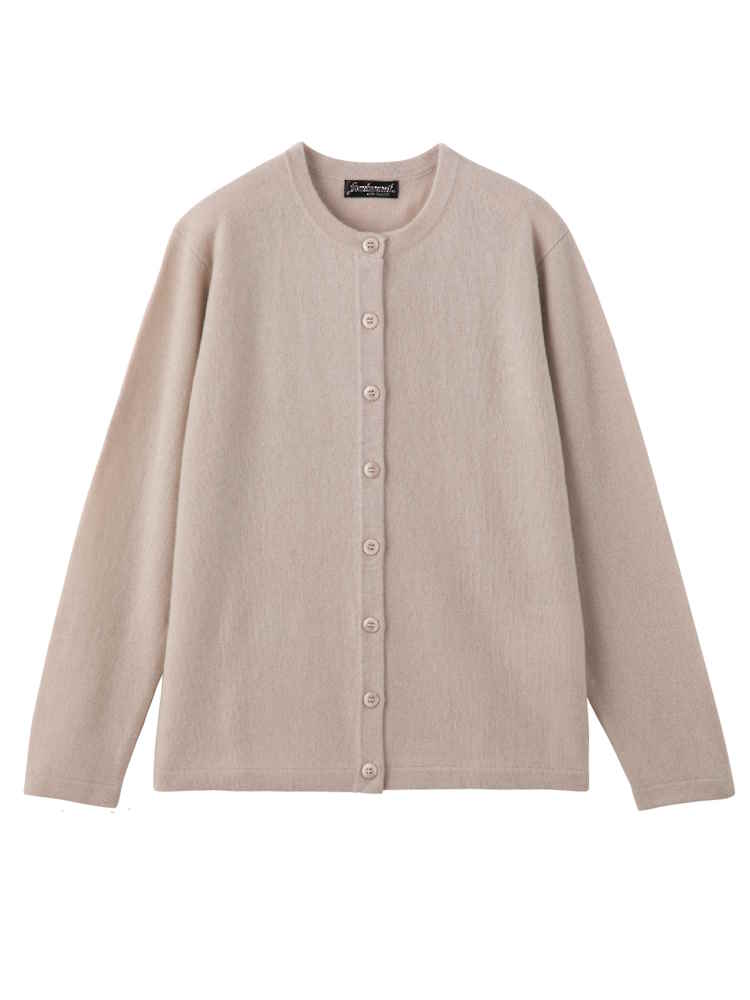 ピンク系 レディース カシミヤカーディガン／婦人用／前開き