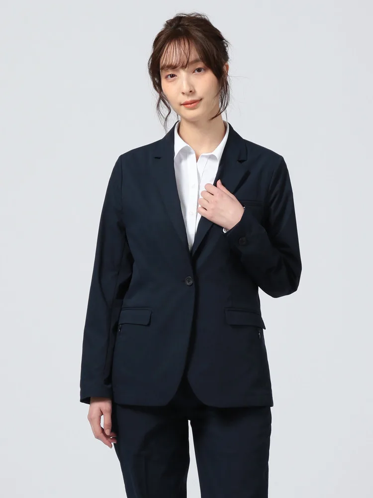 ネイビー 【ウォッシャブル＆軽量】レディースセットアップジャケット