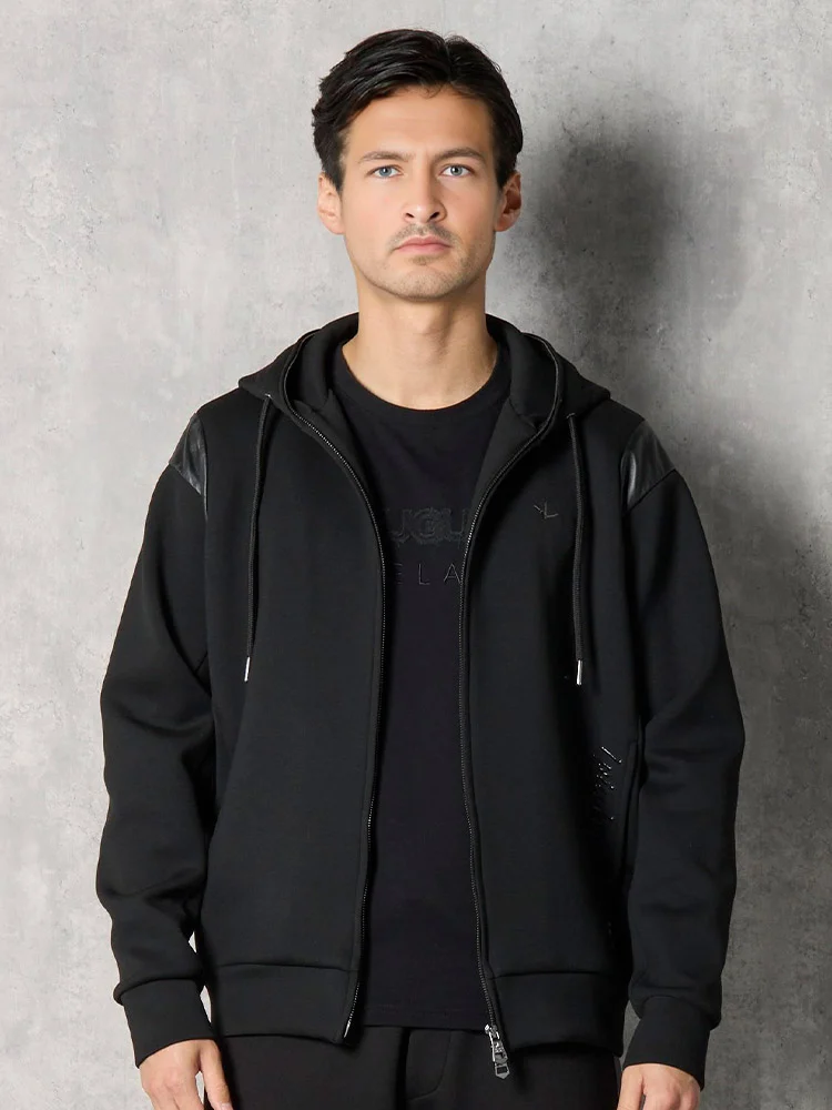 1PIU1UGUALE3 RELAX】LEATHER LINE PUNCH フーディ 秋冬（ウノ ピゥ