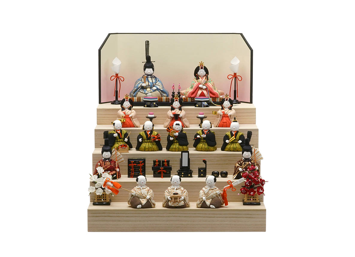 吉祥雛 十五人 箱段飾り | 五色 雛人形・五月人形の原孝洲