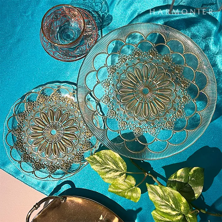 ゴールドダンテガラスケーキスタンドL 28cm/トルコ製｜輸入食器・雑貨