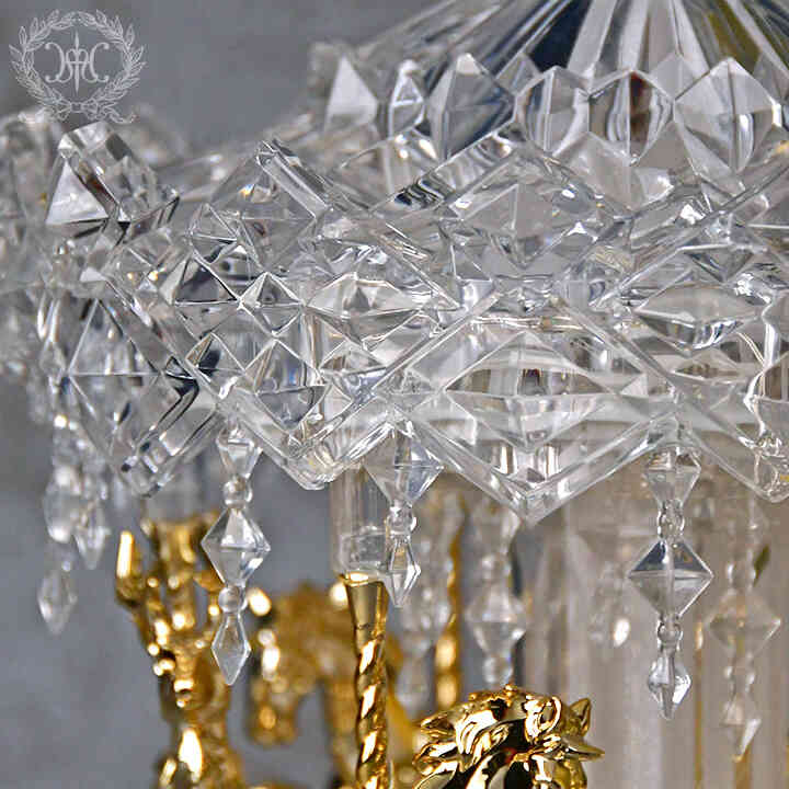 アクリルLEDカルーセルオルゴール/クリア＆ゴールド｜クリスマス雑貨の