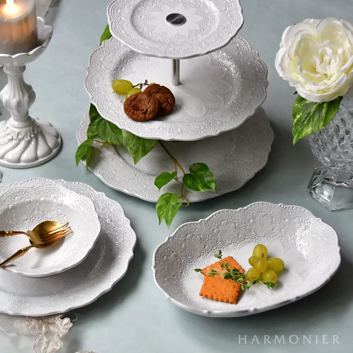 メルレットホワイトレースプレート27cm/イタリア製｜輸入食器・雑貨の