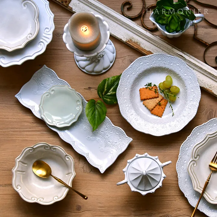 メルレットホワイトレースパスタプレート23cm/イタリア製｜輸入食器