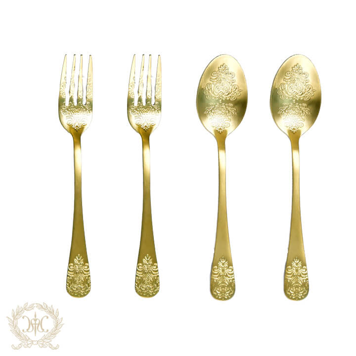 ティータイムカトラリー2人用ギフトセット アラベスク/ゴールド