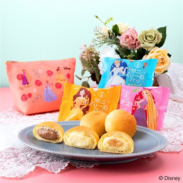 di05【Disney】プリンセス/ミニくりーむパン9個詰合せポーチ付きセット