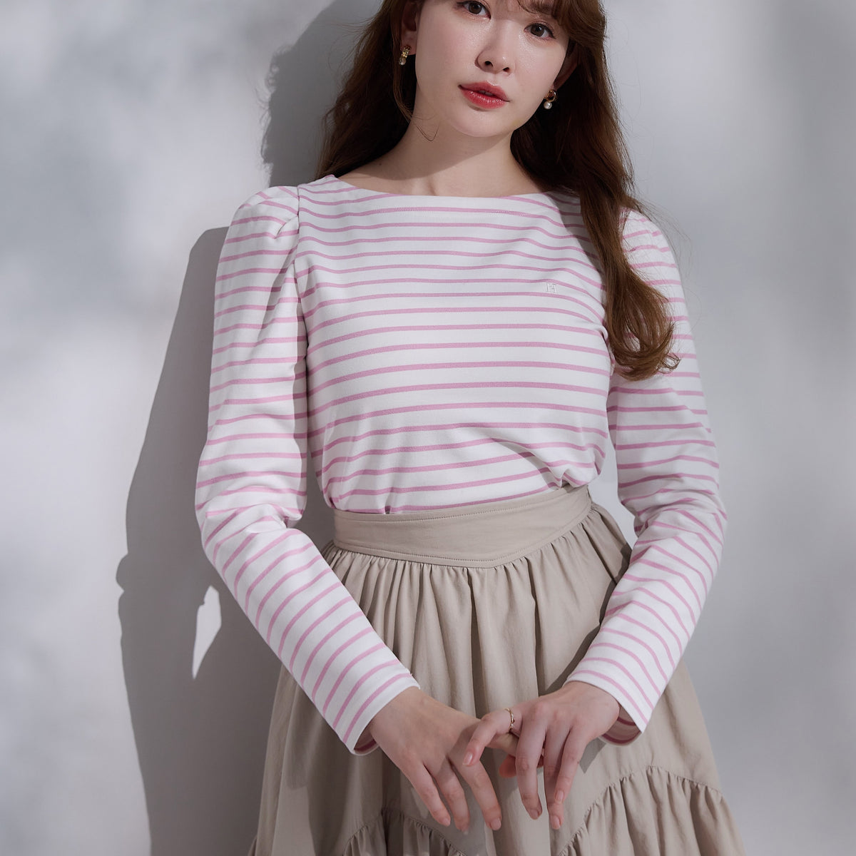 Tuck Sleeve French Stripe Top