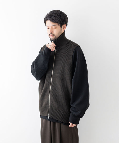 stein / シュタイン】OVERSIZED DRIVERS KNIT ZIP VEST - MILITARY