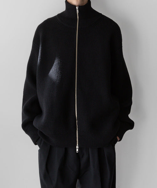 stein / シュタイン】OVERSIZED DRIVERS KNIT ZIP JACKET - BLACK