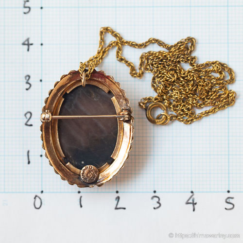 Winard-K12金-シェル・カメオ・ブローチ兼ペンダント・ネックレス