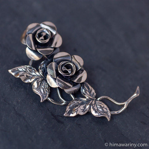 Beau Sterling-シルバー925-デュオ・ローズ・ブローチ – アンティーク