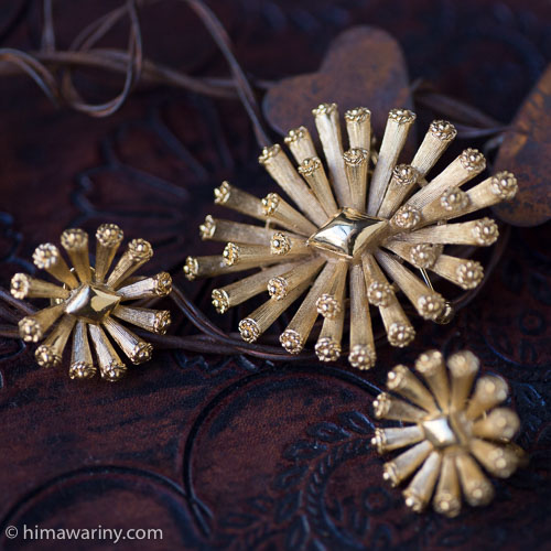 Trifari トリファリ-ダイヤダリア・ブローチ＆イヤリング・セット