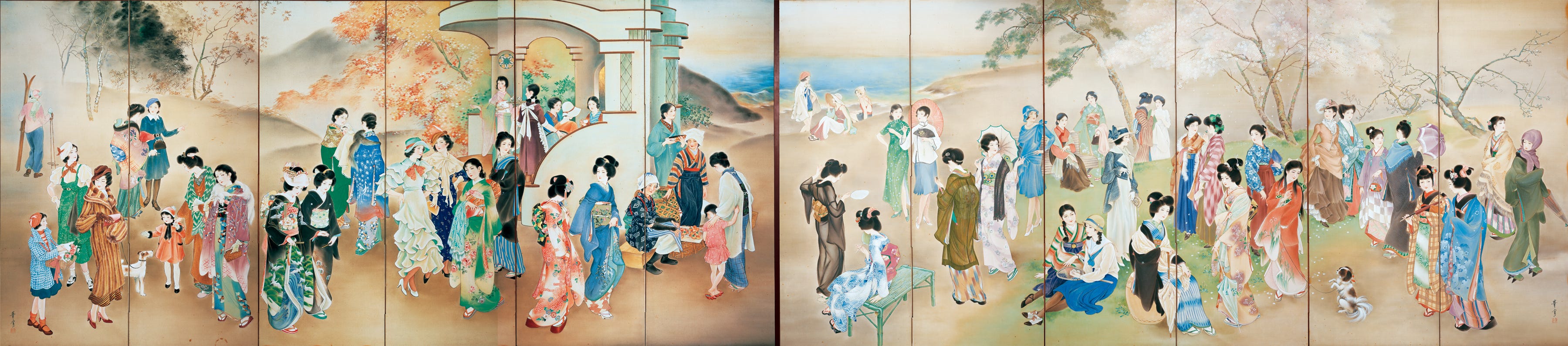 大正ロマンの着物を描いた高畠華宵のファッション絵巻｜日本髪と夜会