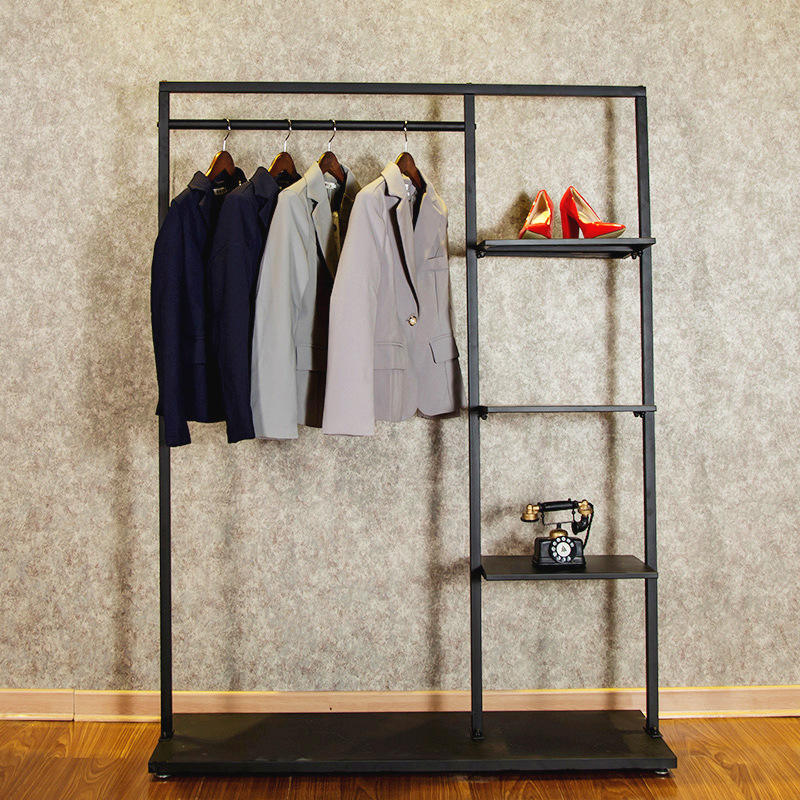 ハンガーシェルフ 衣類ディスプレイラック 棚付きでコートやハンガーに
