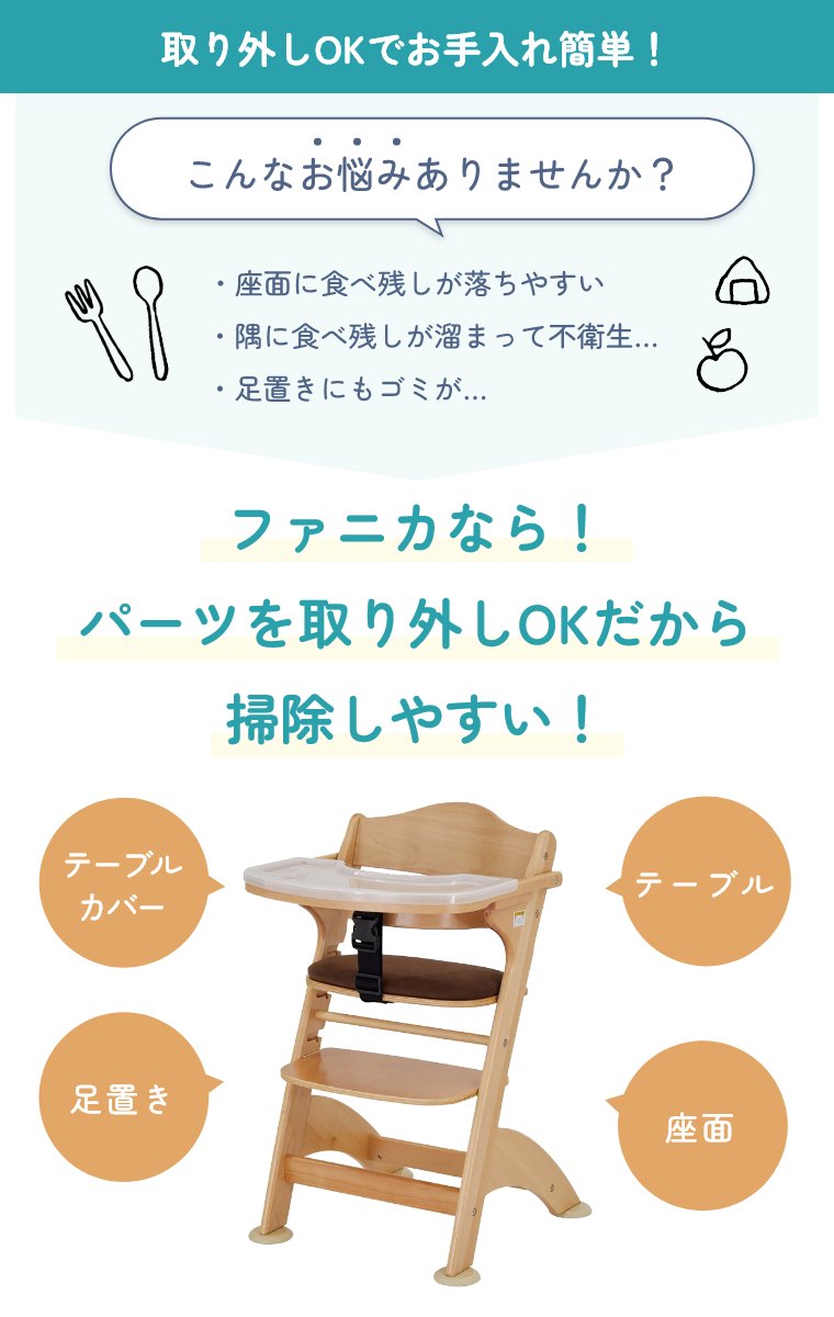 ファニカ/ベビーチェア/ハイチェア/キッズチェア/生後7ヶ月～大人/子供