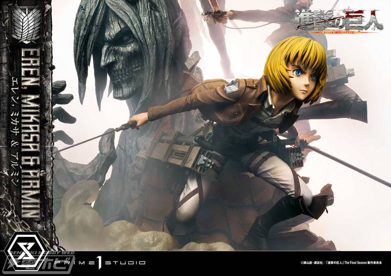 立体機動装置で縦横無尽に戦うエレン、ミカサ、アルミンをダイナミック