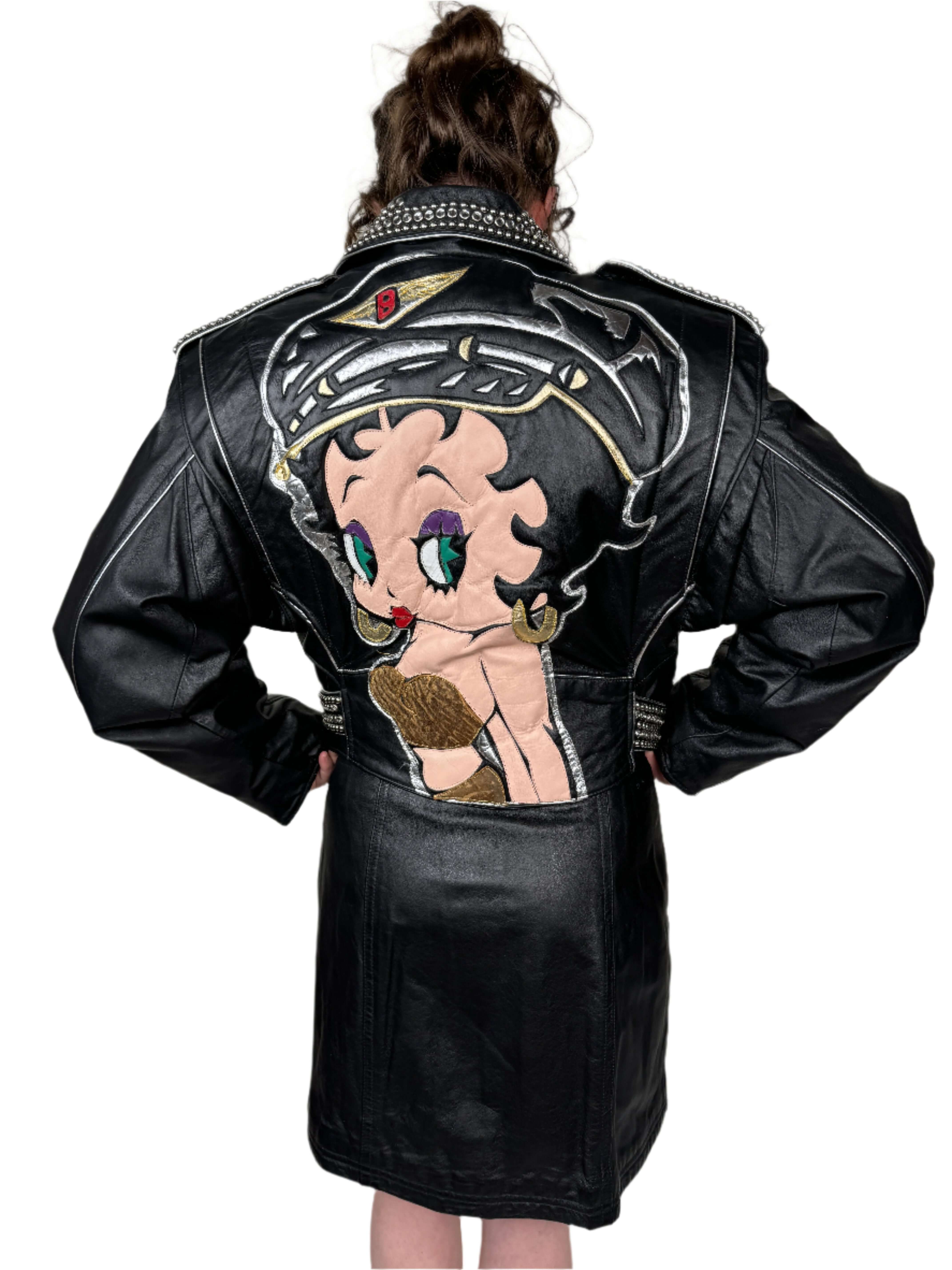Maziar Betty Boop, Black Leather Moto Jacket 1990s – dba House of