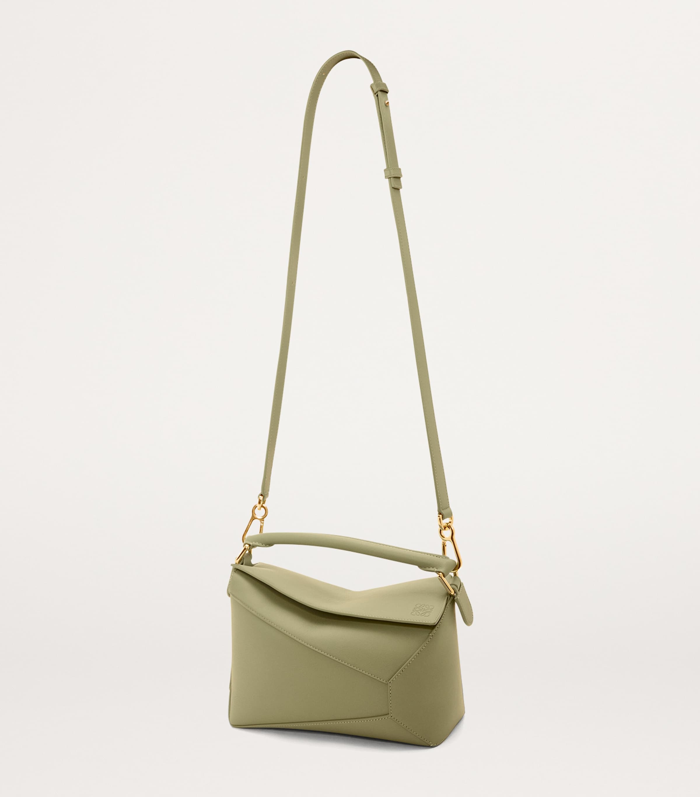 LOEWE Green Small Leather Puzzle Edge Top-Handle Bag | Harrods US