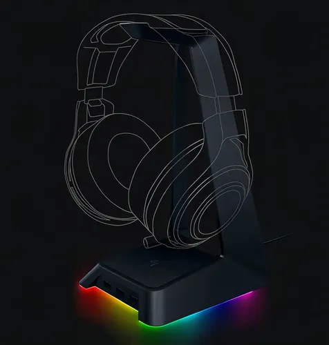 Suporte Para Headset Razer Base Station Chroma + Cor Preto