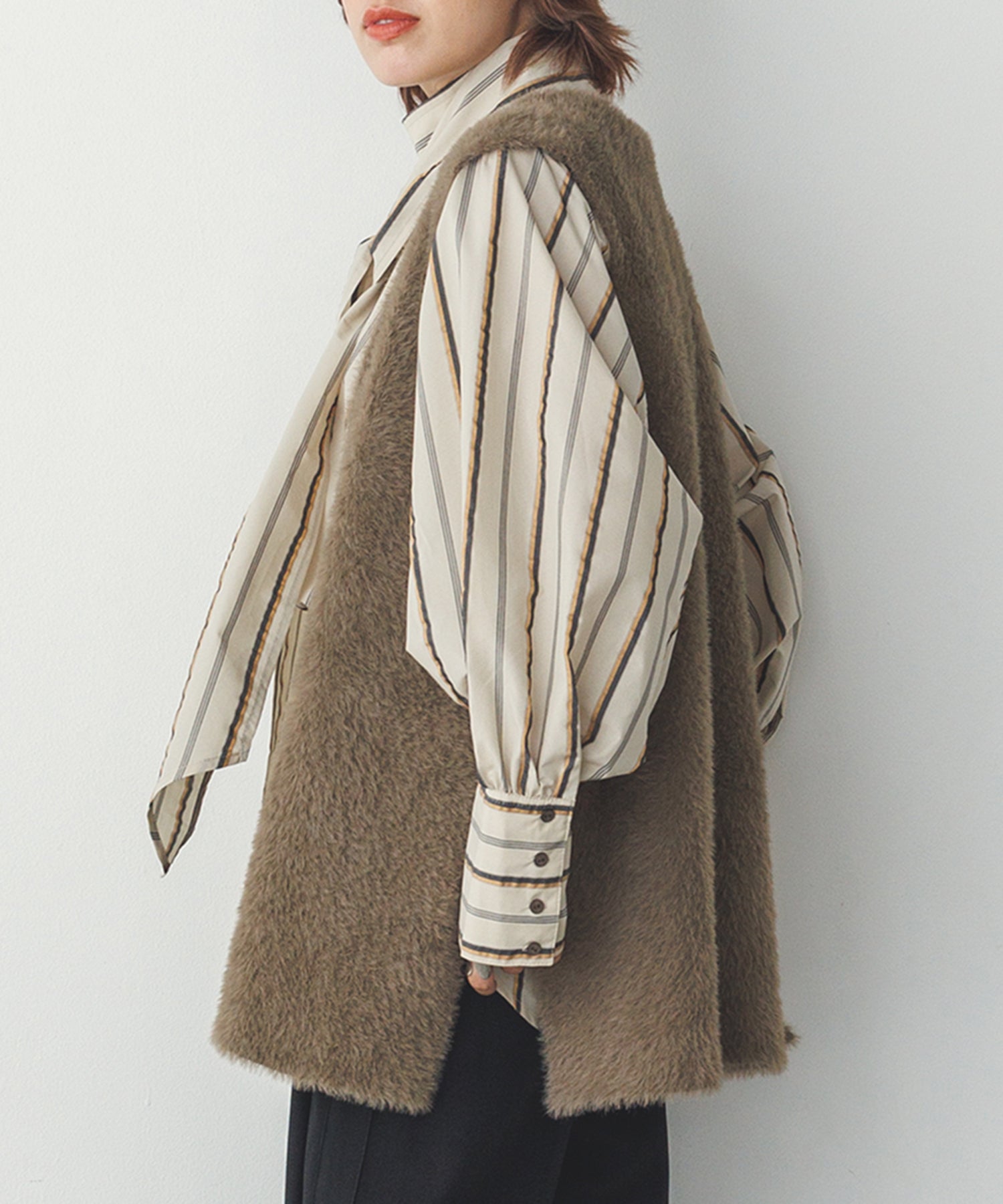 WEB限定/別注】ダブルフェイスシャギー ミディジレ