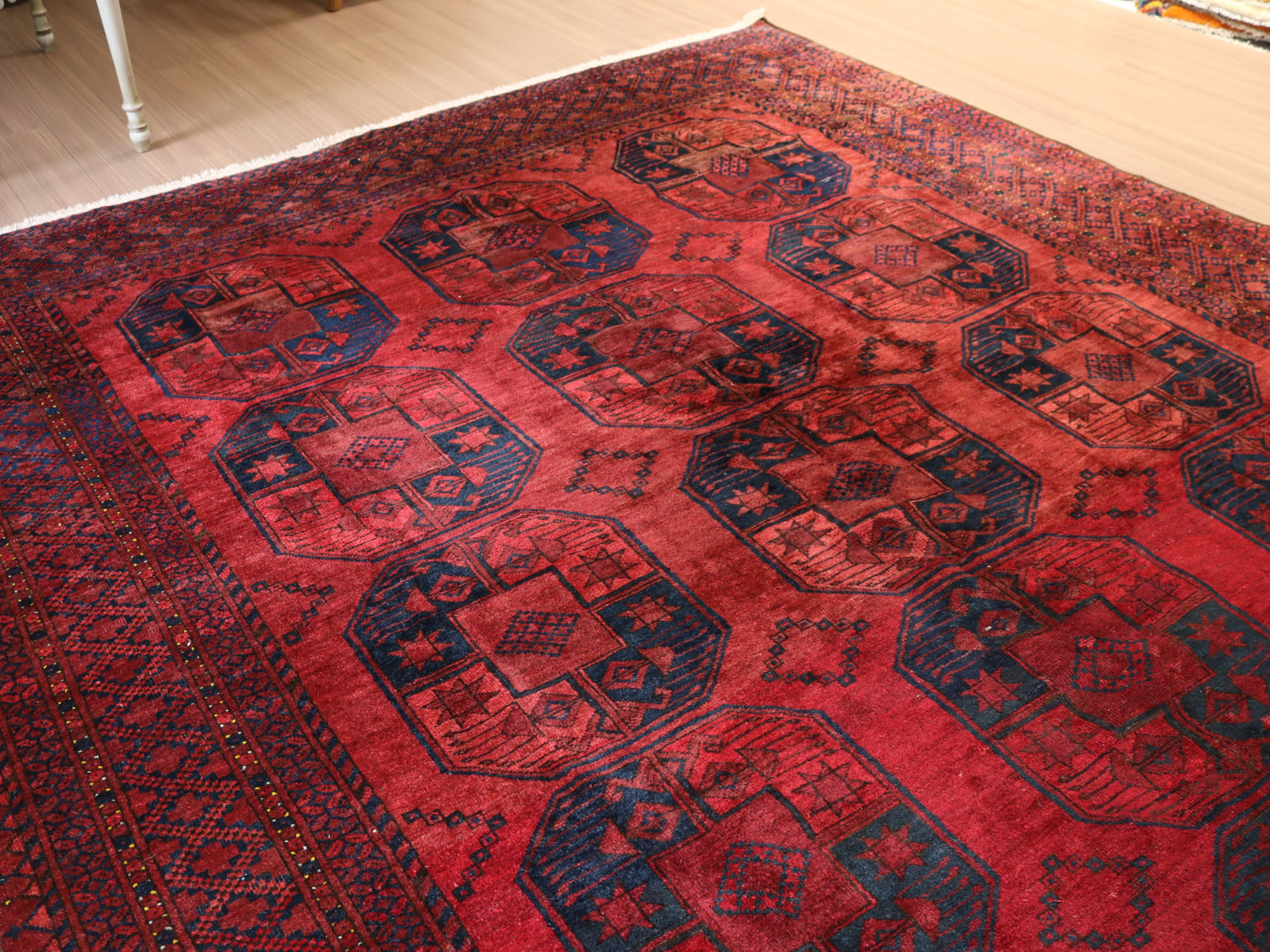 アンティークラグ トルクメン族 エルサリ（189×135cm）赤 黒 茶 楽天